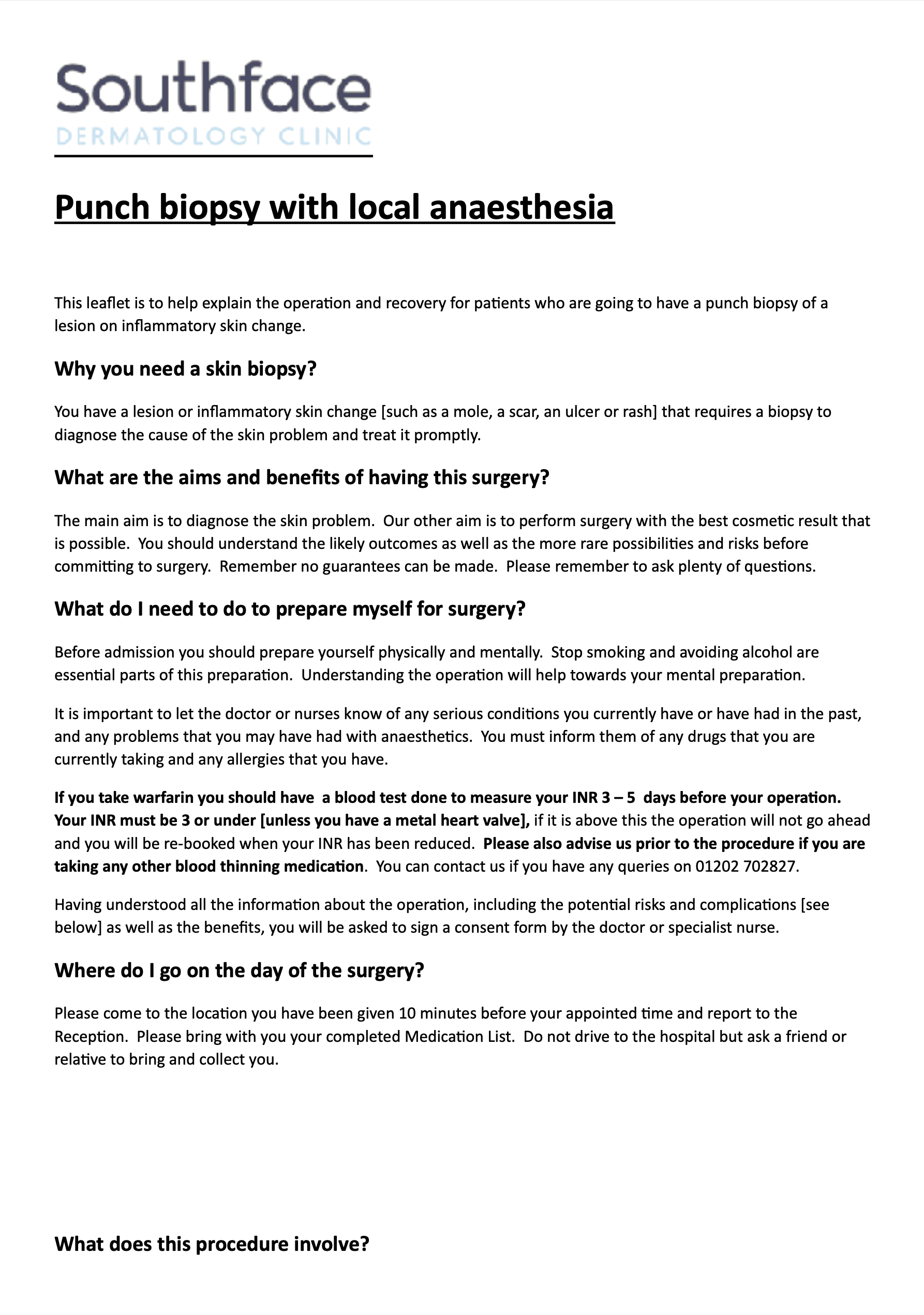 Punch biopsy with local anaesthesia